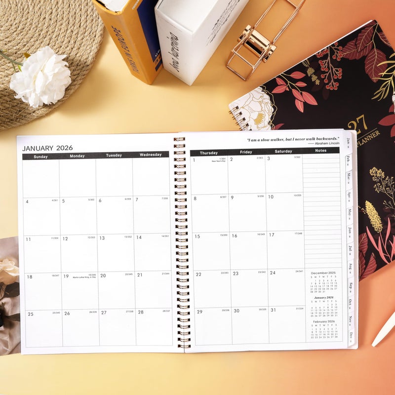 Indeme 2026-2027 Monthly Planner - 2 Year Monthly Planner/Calendar 2026-2027, Jan 2026 - Dec 2027, 11"" x 9"", 24 Months, Tabs, Back Pocket, Holidays, Twin-Wire Binding, Note Pages - Image 4